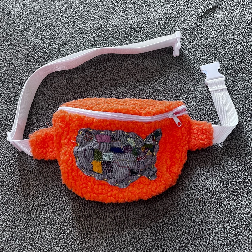 Orange Fanny Pack with Map Patch